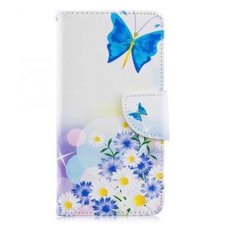 Housse Samsung Galaxy A40 Papillons et Fleurs Peint Housse Samsung Galaxy A40 Papillons et Fleurs Peint