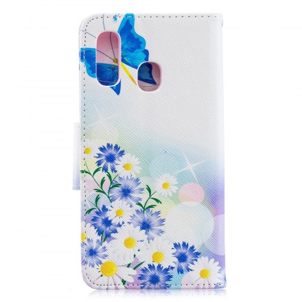 Housse Samsung Galaxy A40 Papillons et Fleurs Peint Housse Samsung Galaxy A40 Papillons et Fleurs Peint