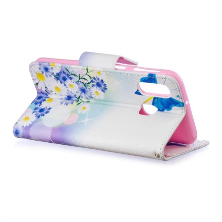 Housse Samsung Galaxy A40 Papillons et Fleurs Peint Housse Samsung Galaxy A40 Papillons et Fleurs Peint