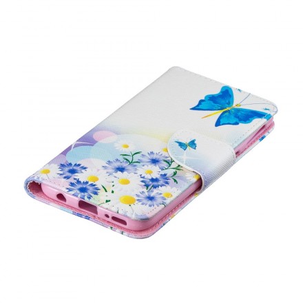 Housse Samsung Galaxy A40 Papillons et Fleurs Peint Housse Samsung Galaxy A40 Papillons et Fleurs Peint