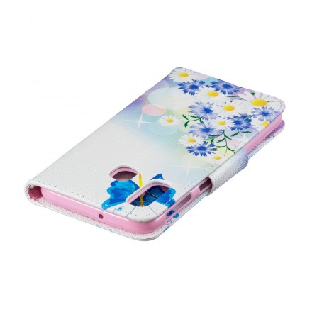 Housse Samsung Galaxy A40 Papillons et Fleurs Peint Housse Samsung Galaxy A40 Papillons et Fleurs Peint