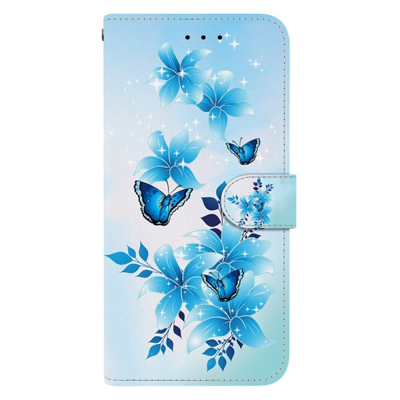 Housse Samsung Galaxy S26 Papillons Bleus et Fleurs