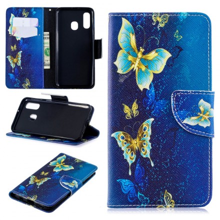 Housse Samsung Galaxy A40 Papillons Dorés Housse Samsung Galaxy A40 Papillons Dorés