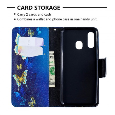 Housse Samsung Galaxy A40 Papillons Dorés Housse Samsung Galaxy A40 Papillons Dorés