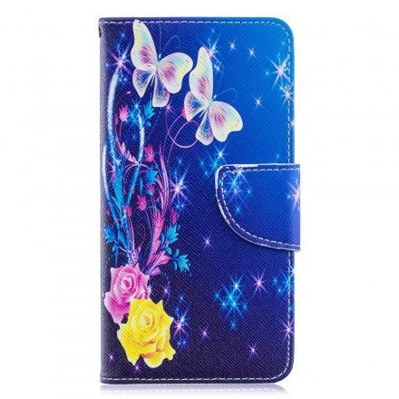 Housse Samsung Galaxy A40 Papillons colorés dans la Nuit Housse Samsung Galaxy A40 Papillons colorés dans la Nuit