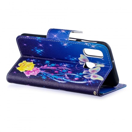 Housse Samsung Galaxy A40 Papillons colorés dans la Nuit Housse Samsung Galaxy A40 Papillons colorés dans la Nuit
