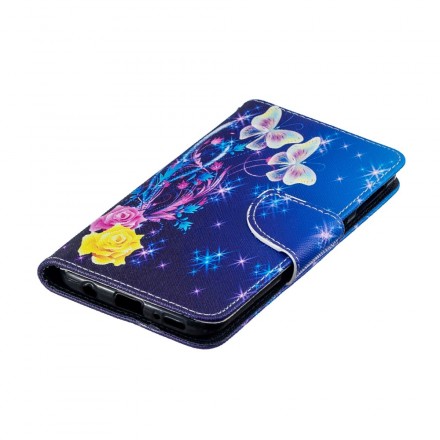 Housse Samsung Galaxy A40 Papillons colorés dans la Nuit Housse Samsung Galaxy A40 Papillons colorés dans la Nuit