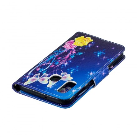 Housse Samsung Galaxy A40 Papillons colorés dans la Nuit Housse Samsung Galaxy A40 Papillons colorés dans la Nuit