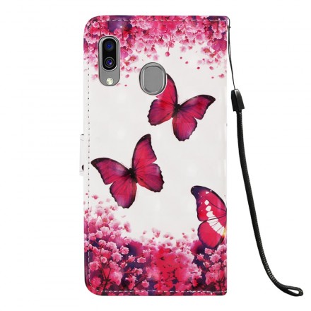 Housse Samsung Galaxy A40 Papillons Rouges