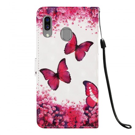 Housse Samsung Galaxy A40 Papillons Rouges Housse Samsung Galaxy A40 Papillons Rouges