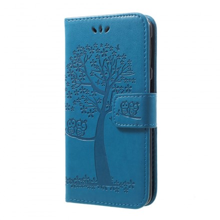 Housse Samsung Galaxy A40 Arbre et Hiboux à Lanière