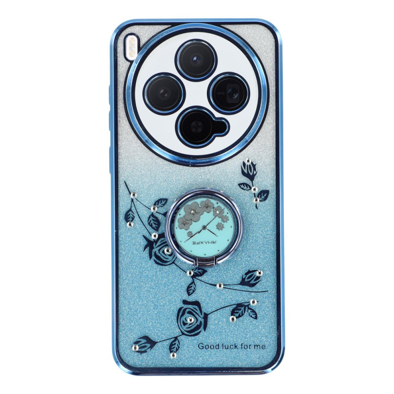 Coque Vivo X300 Anneau-Support Fleurs et Strass KADEM