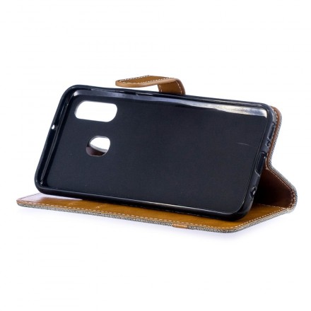 Housse Samsung Galaxy A40 Tissu et Effet Cuir à Lanière Housse Samsung Galaxy A40 Tissu et Effet Cuir à Lanière