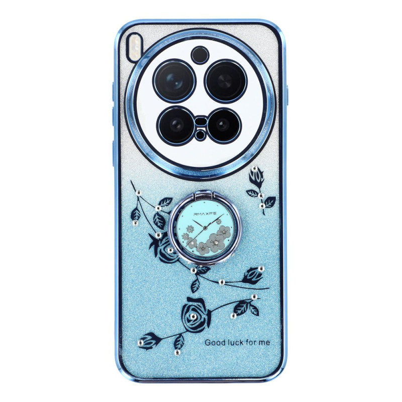 Coque Vivo X300 Pro Anneau-Support Fleurs et Strass