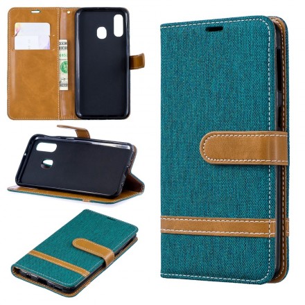 Housse Samsung Galaxy A40 Tissu et Effet Cuir à Lanière Housse Samsung Galaxy A40 Tissu et Effet Cuir à Lanière