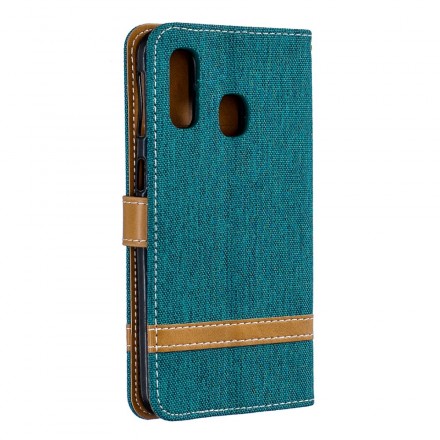 Housse Samsung Galaxy A40 Tissu et Effet Cuir à Lanière Housse Samsung Galaxy A40 Tissu et Effet Cuir à Lanière
