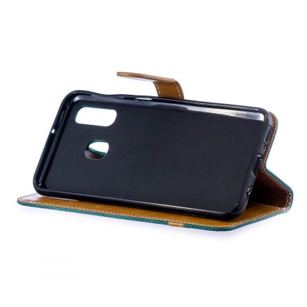 Housse Samsung Galaxy A40 Tissu et Effet Cuir à Lanière Housse Samsung Galaxy A40 Tissu et Effet Cuir à Lanière