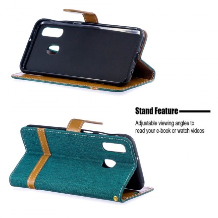 Housse Samsung Galaxy A40 Tissu et Effet Cuir à Lanière Housse Samsung Galaxy A40 Tissu et Effet Cuir à Lanière