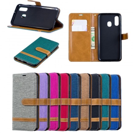 Housse Samsung Galaxy A40 Tissu et Effet Cuir à Lanière Housse Samsung Galaxy A40 Tissu et Effet Cuir à Lanière