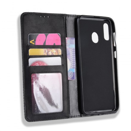 Flip Cover Samsung Galaxy A40 Effet Cuir Vintage Stylisé Flip Cover Samsung Galaxy A40 Effet Cuir Vintage Stylisé