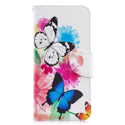 Housse Samsung Galaxy A70 Papillons et Fleurs Peints Housse Samsung Galaxy A70 Papillons et Fleurs Peints