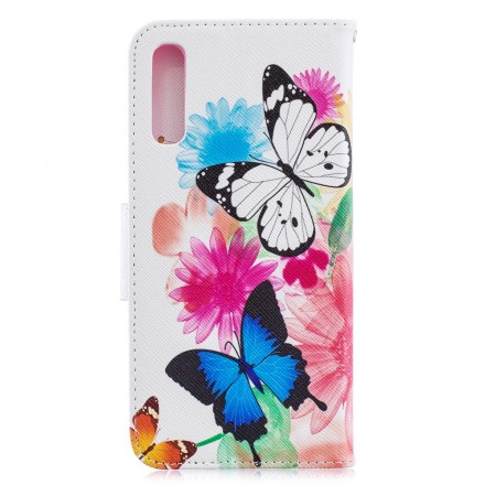 Housse Samsung Galaxy A70 Papillons et Fleurs Peints Housse Samsung Galaxy A70 Papillons et Fleurs Peints