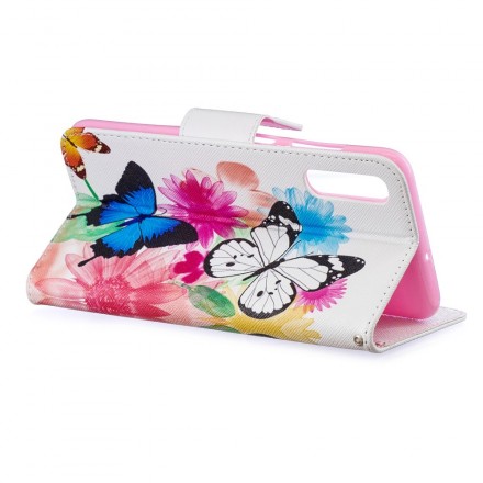 Housse Samsung Galaxy A70 Papillons et Fleurs Peints Housse Samsung Galaxy A70 Papillons et Fleurs Peints