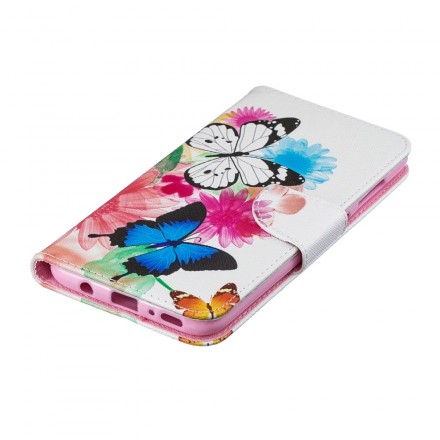 Housse Samsung Galaxy A70 Papillons et Fleurs Peints Housse Samsung Galaxy A70 Papillons et Fleurs Peints