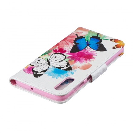 Housse Samsung Galaxy A70 Papillons et Fleurs Peints Housse Samsung Galaxy A70 Papillons et Fleurs Peints