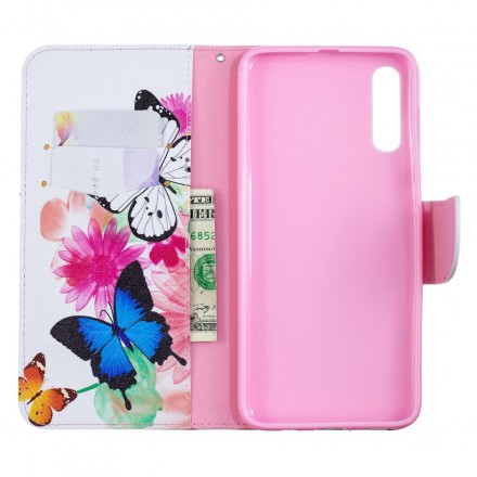 Housse Samsung Galaxy A70 Papillons et Fleurs Peints Housse Samsung Galaxy A70 Papillons et Fleurs Peints