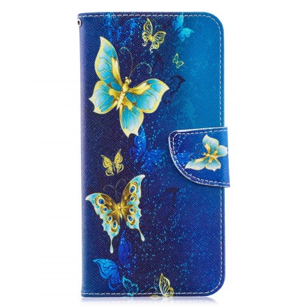 Housse Samsung Galaxy A70 Papillons Dorés