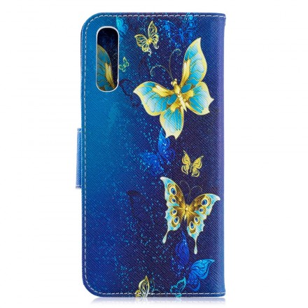 Housse Samsung Galaxy A70 Papillons Dorés
