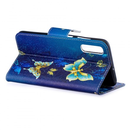 Housse Samsung Galaxy A70 Papillons Dorés