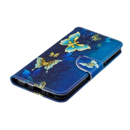 Housse Samsung Galaxy A70 Papillons Dorés