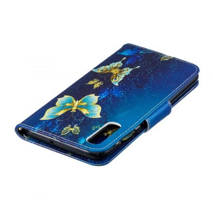 Housse Samsung Galaxy A70 Papillons Dorés