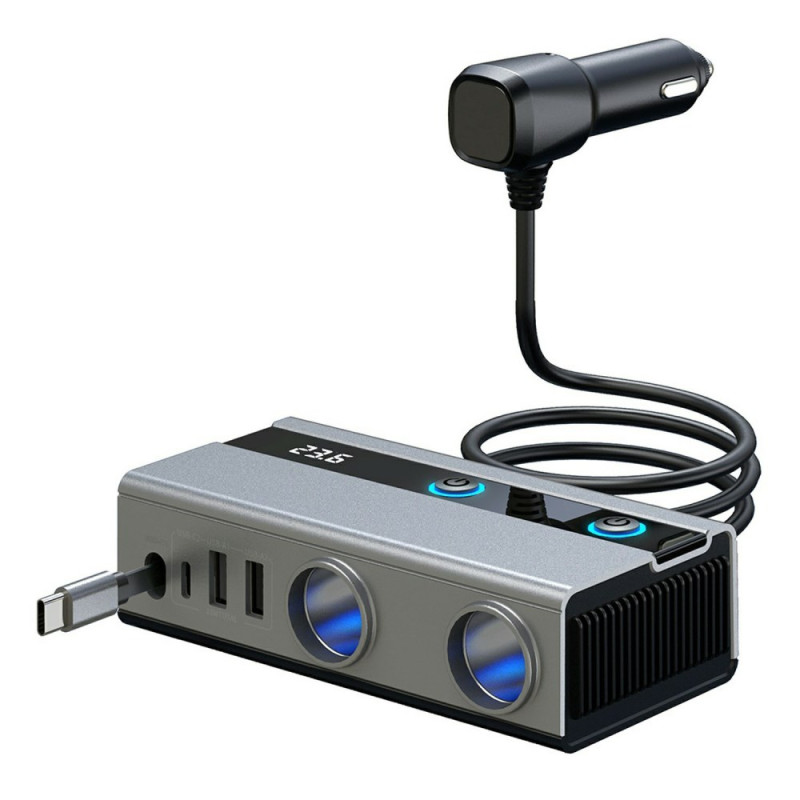 Adaptateur Allume-Cigare 120W Multiport Câble PD Rétractable