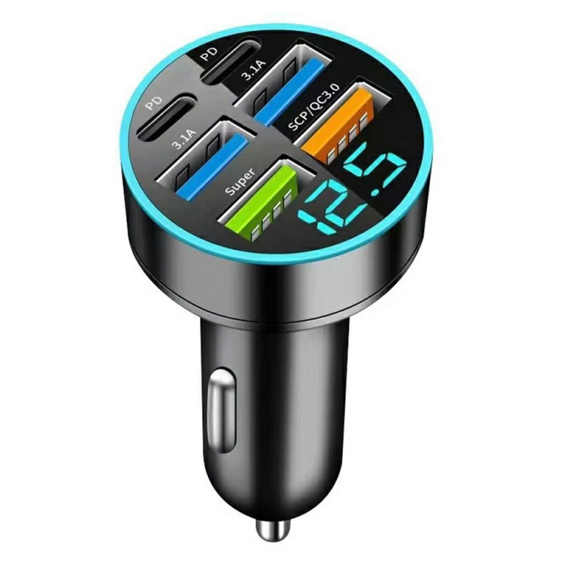Chargeur Voiture 100W 6 Ports PD/QC3.0 Digital