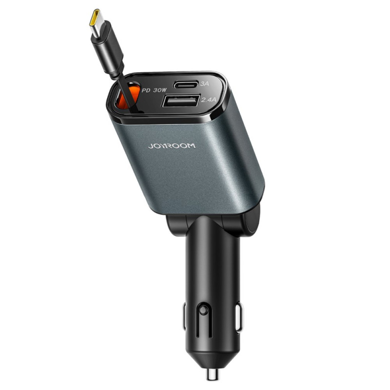 Chargeur Voiture 45W 3-en-1 avec Câble USB-C Rétractable