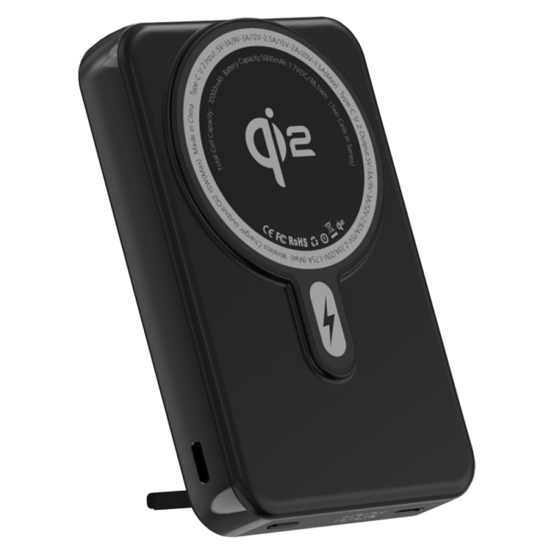 Batterie Externe Magnétique 10000mAh 35W PD avec Charge Sans Fil Qi2 15W