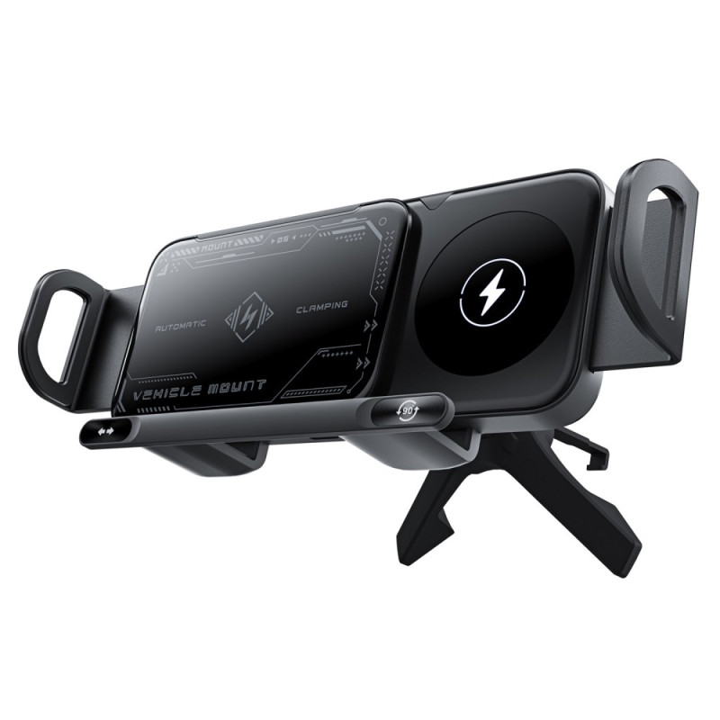 Support Téléphone de Voiture avec Chargeur Sans Fil 15W Rotatif