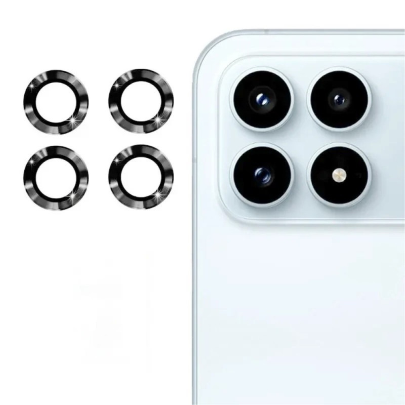 Lentille de Protection en Verre Trempé pour Poco F8 Pro  Anneaux Métal