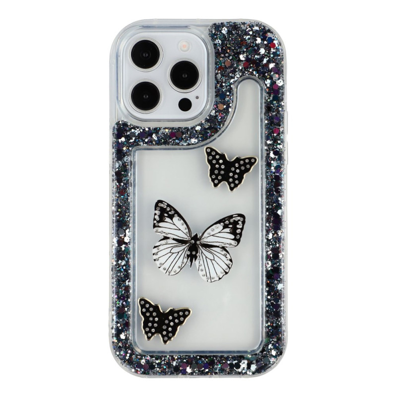 Coque iPhone 13 Pro Papillons Pailletés