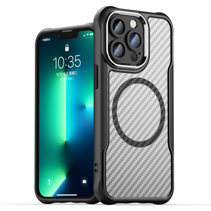 Coque iPhone 13 Pro Max MagSafe Translucide Texture Fibre de Carbone