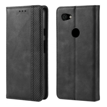  Flip Cover Google Pixel 3A Effet Cuir Vintage Stylisé