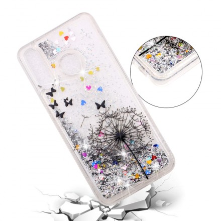 Coque Huawei P30 Lite Transparente Pissenlit Noir Glitters