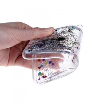 Coque Huawei P30 Lite Transparente Pissenlit Noir Glitters