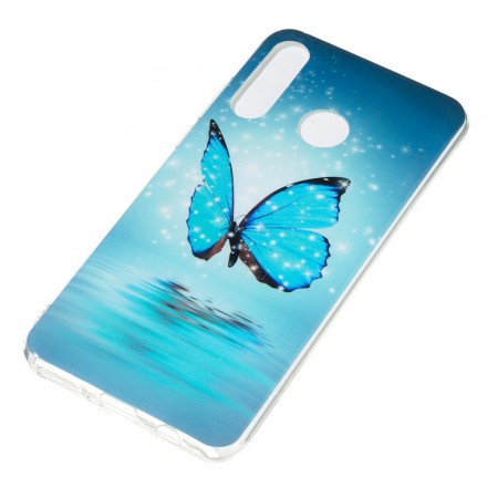 Coque Huawei P30 Lite Papillon Bleu Fluorescente