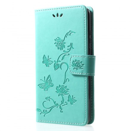 Housse Huawei P30 Lite Papillons Et Fleurs À Lanière