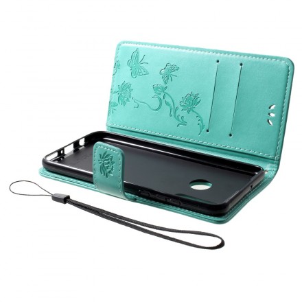 Housse Huawei P30 Lite Papillons Et Fleurs À Lanière