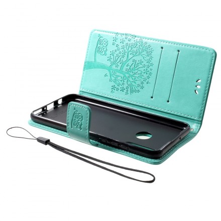 Housse Huawei P30 Lite Arbre et Hiboux à Lanière